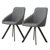 2X Brown/Grey Faux leather/Velvet Dining Chairs Set Kitchen Dining Room Chairs