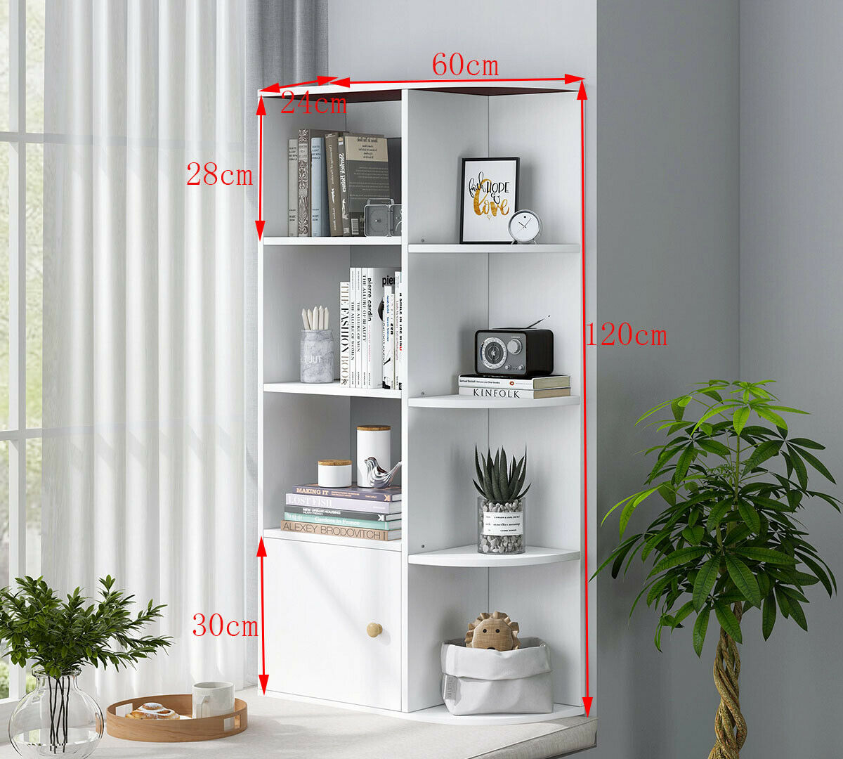 Corner Bookshelf Cupboard Display Cabinet Bookcase Shelving Storage Unit Home UK