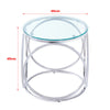 Round Sliver/Gold&Clear Glass Sofa Side Table Coffee Snack EndTable Beside Table