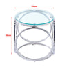 Round Sliver/Gold&Clear Glass Sofa Side Table Coffee Snack EndTable Beside Table