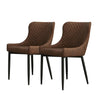 2X Brown/Grey Faux leather/Velvet Dining Chairs Set Kitchen Dining Room Chairs