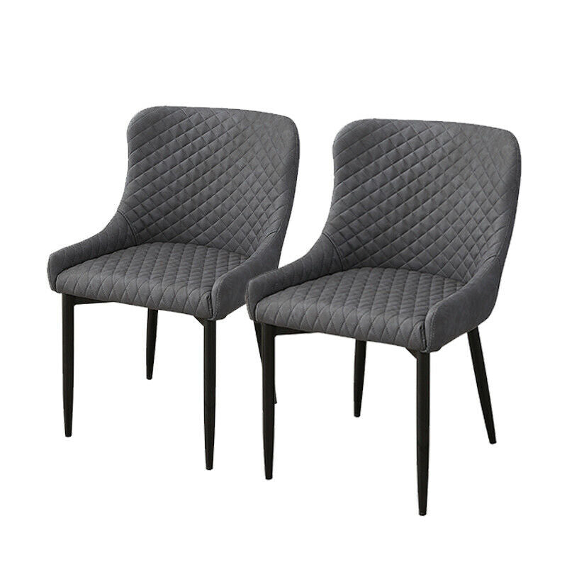 2X Brown/Grey Faux leather/Velvet Dining Chairs Set Kitchen Dining Room Chairs
