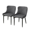 2X Brown/Grey Faux leather/Velvet Dining Chairs Set Kitchen Dining Room Chairs