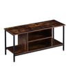 Brown Wooden TV Cabinet Metal Leg with Compartment Shelf Unit Industrial Style