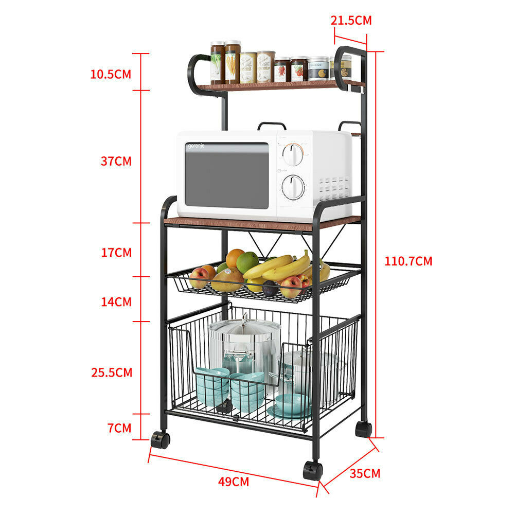 Multipurpose Mobile Shelf Kitchen Microwave Oven Shelves Rolling Bathroo Trolley