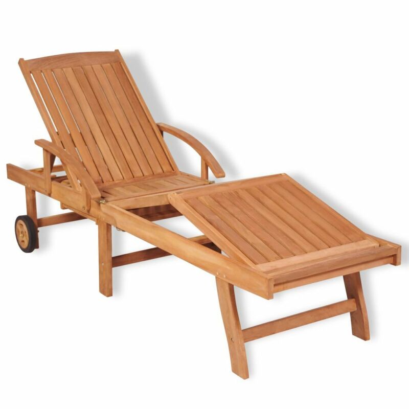 Foldable Sun Lounger Wooden Garden Deck Chair Sunbed Outdoor Patio Recliner New