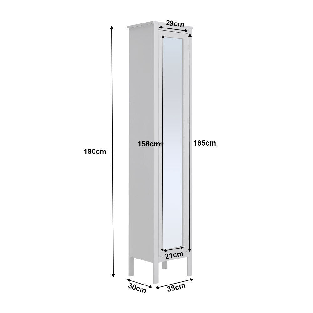 190cm Tall Freestanding Slim Storage Cabinet Shelves Rack Narrow Wood Cupboard