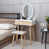 Vanity Table Set Makeup Dressing Table w/ LED Adjustable Mirror Stool 2 Drawers