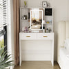 Vanity Table Set Makeup Dressing Table w/ LED Adjustable Mirror Stool 2 Drawers