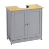 Grey/Bamboo Wooden Bathroom Cabinet Shelf Cupboard Storage Unit Free Standing