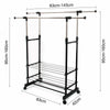 Adjustable Rolling Garment Hanger Scalable Portable Rail Clothes Rack w/ Wheels