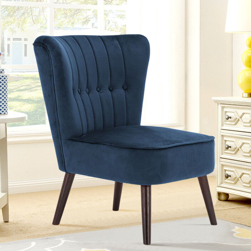 Upholstered Cocktail Fabric Velvet Chair Winged Chair Sofa Seat Bedroom UK Retro
