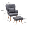 Fabric Armchair Sofa Buttoned High Back Upholstered with Foot Stool Accent Chair