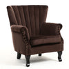 RETRO WING BACK UPHOLSTER FIRESIDE CHECK FABRIC/VELVET ARMCHAIR SOFA LOUNGE LOFT
