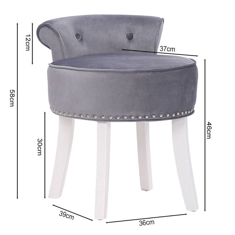 Upholstered Velvet Dressing Table Stool Chair Makeup Padded Bedroom Furniture UK