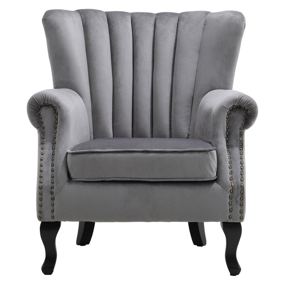Scallop Shell Chair Velvet Scallop Shell Chair Wing Back Accent Armchair Occasional Sofa W ...