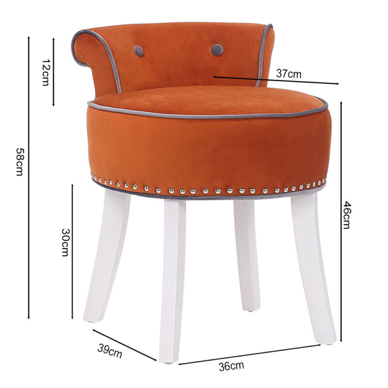 Upholstered Velvet Dressing Table Stool Chair Makeup Padded Bedroom Furniture UK