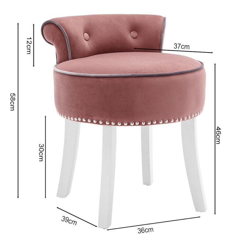 Upholstered Velvet Dressing Table Stool Chair Makeup Padded Bedroom Furniture UK