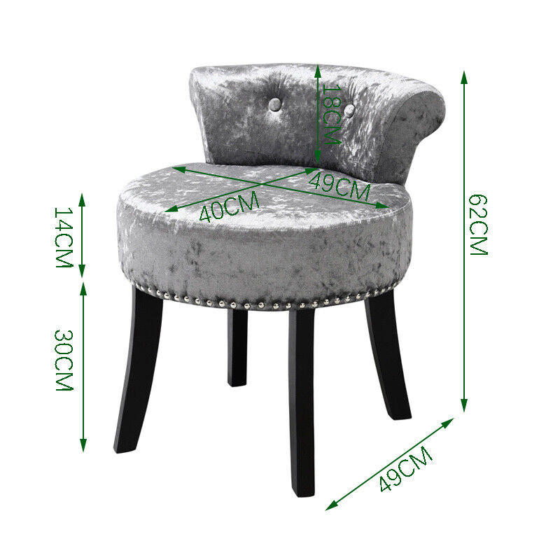 Upholstered Velvet Dressing Table Stool Chair Makeup Padded Bedroom Furniture UK
