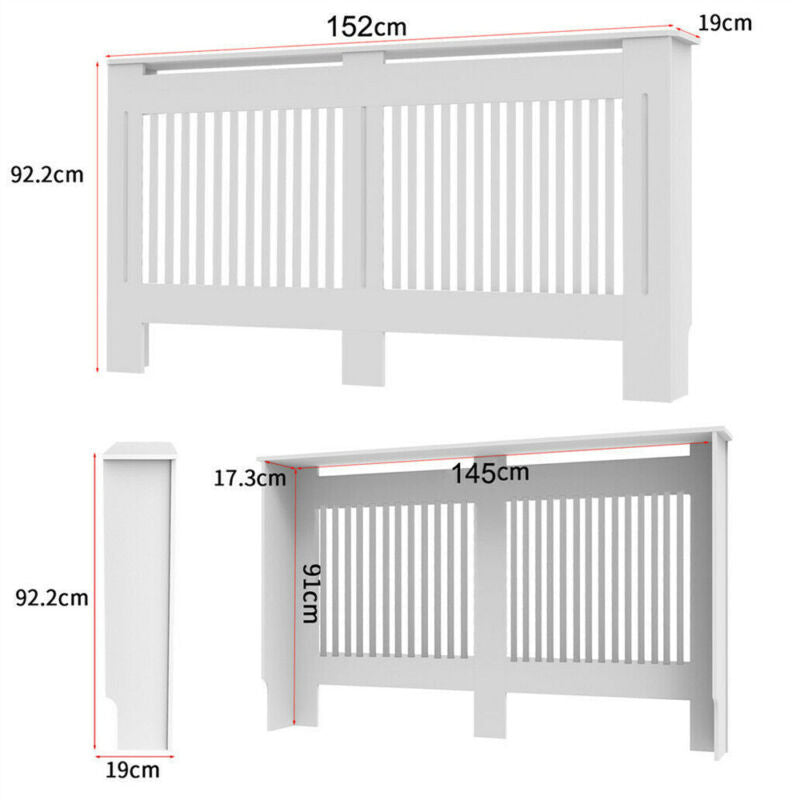 Large White Radiator Cover Safe Rounded Edges Slatted Grill Sidewall Shelf Decor