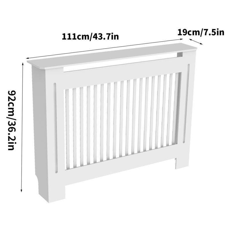 Large White Radiator Cover Safe Rounded Edges Slatted Grill Sidewall Shelf Decor