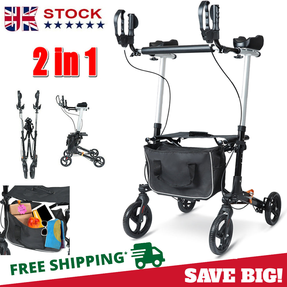 Lightweight Rollator Walking Frame Walker Foldable Seat Mobility Aid Aluminium