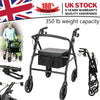 Lightweight Rollator Walking Frame Walker Foldable Seat Mobility Aid Aluminium