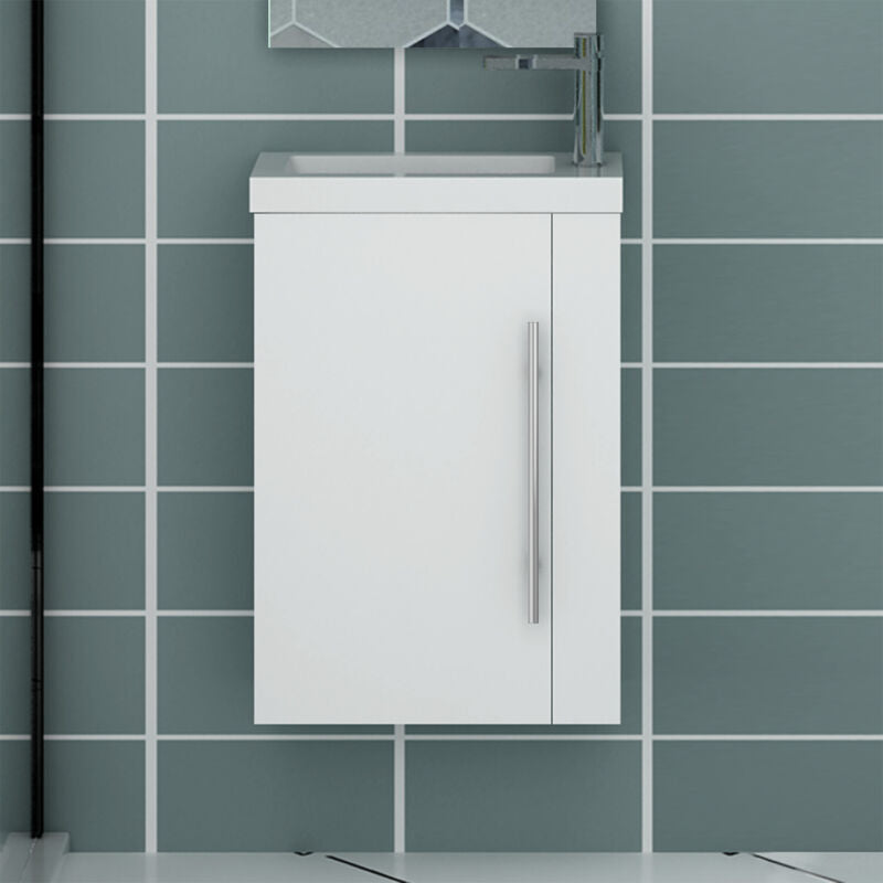 Floor or Wall Bathroom Vanity Unit Doors Drawer White with Baisn 500mm / 600mm