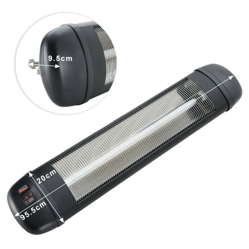 Wall-Mounted/Hanging Electric Patio Heater Infrared Garden Outdoor Heat Settings