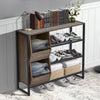 Wooden Shoe Bench with Cushion Shoes Storage Bench Padded Seat Shelves Drawers