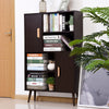 Open Bookcase Shelves Unit Storage Cabinet Wooden Display w/ Two Doors