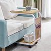 C Shaped Side Table with Wheels for Living Room Mobile Sofa Side End Tables