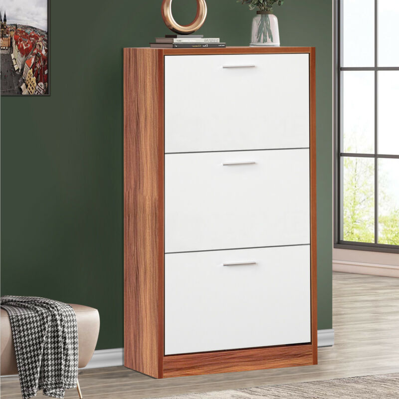 3 Drawer Shoe Cabinet Storage Cupboard Unit Shoe Rack Wooden Stand Organiser