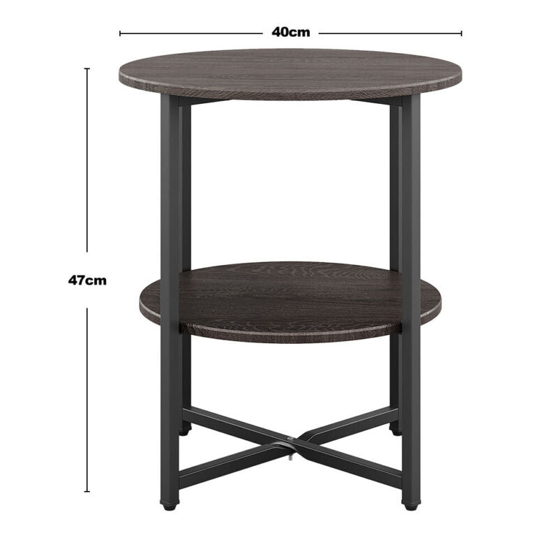 Round Bedside Table Cabinet Side End Coffee Tea Table Nightstand Storage Shelf