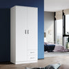 Modern Wardrobe 2 Door Storage Cabinet with Hanging Rail Matte Bedroom Furniture