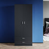 Modern Wardrobe 2 Door Storage Cabinet with Hanging Rail Matte Bedroom Furniture