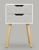 x1 Chic White grey Bedside Table Cabinet 2 Drawers Wood Leg Bedroom Furniture