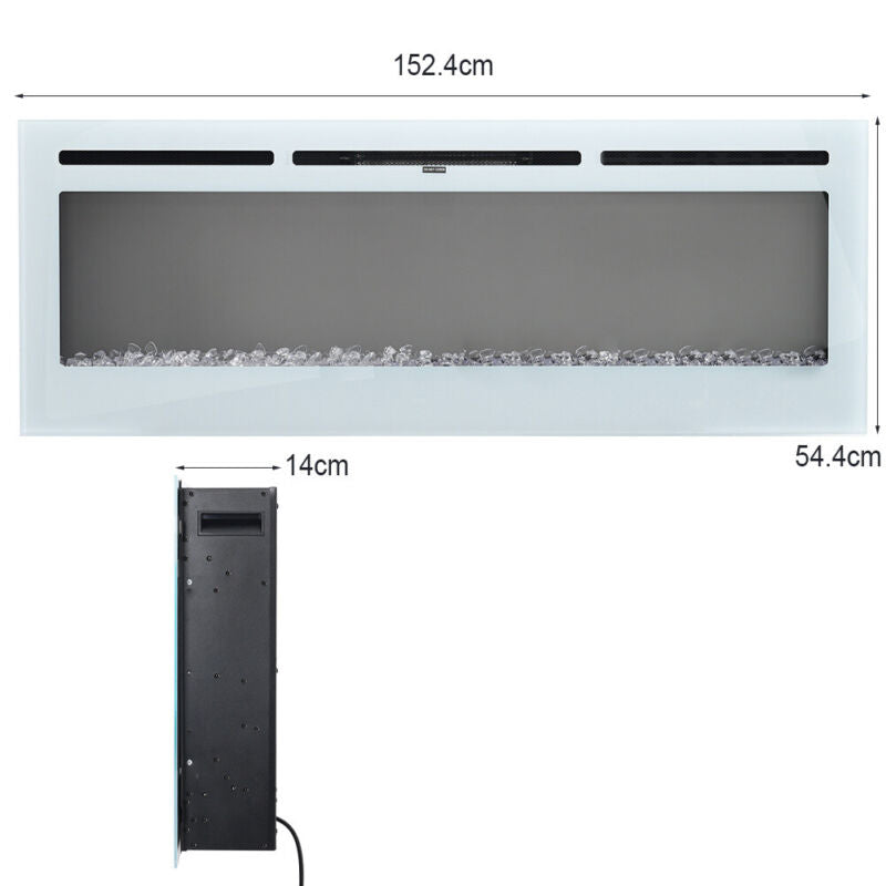 LED Electric Insert/Wall Mounted Fireplace 36" 40" 50" 60" Fire Heater w/ Remote