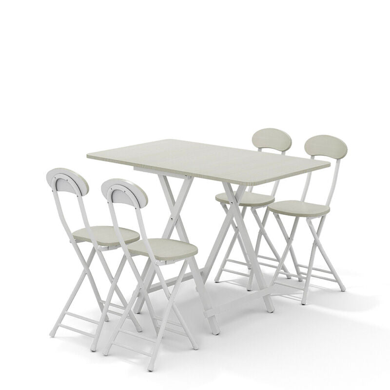 Folding Side Dining Table 2/4/6 Chairs Foldable Design Wood Grain Dinette Stools
