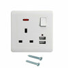 Double Wall Plug Socket 2 Gang 13A w/ USB Charger Port Outlets Black/White Plate