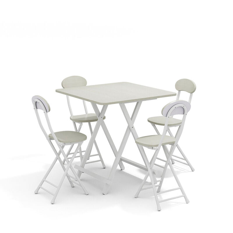 Folding Side Dining Table 2/4/6 Chairs Foldable Design Wood Grain Dinette Stools