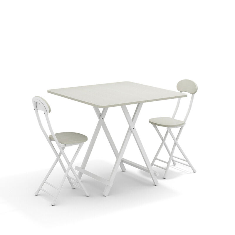 Folding Side Dining Table 2/4/6 Chairs Foldable Design Wood Grain Dinette Stools
