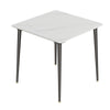 Industrial Square Marble Dining Table Kitchen Eating Table & Black Legs 4 Seater