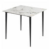 Industrial Square Marble Dining Table Kitchen Eating Table & Black Legs 4 Seater