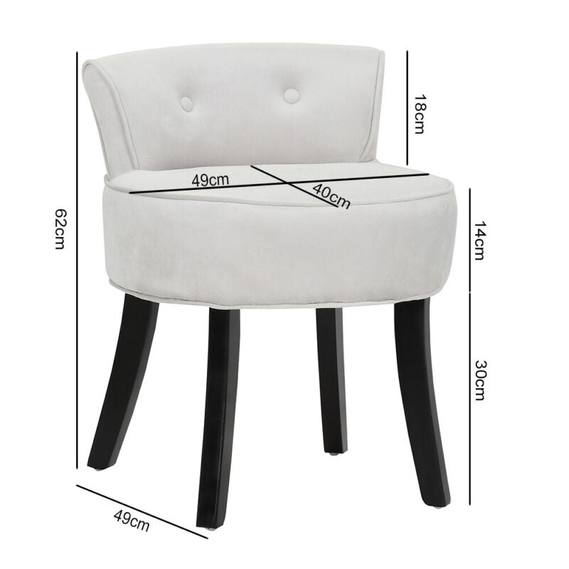 Velvet Makeup Vanity Stool Chair Padded Seat w/ Wooden Legs Dressing Table Stool