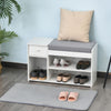 Shoe Storage Bench w/ Drawer 3 Compartments Cushion Home Boots Multifunction