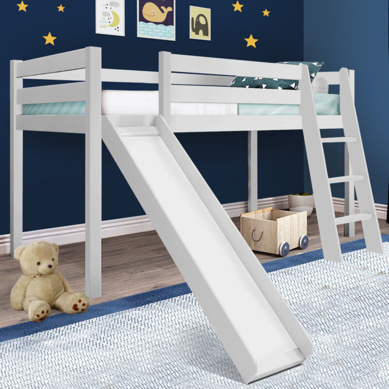 High Sleeper Bed Cabin Loft Bed Solid Wood Pine Frame Childrens Kids Single 3FT