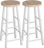 2x Vintage Bar Stools Kitchen Stools Breakfast Pub High Chairs with Metal Frame