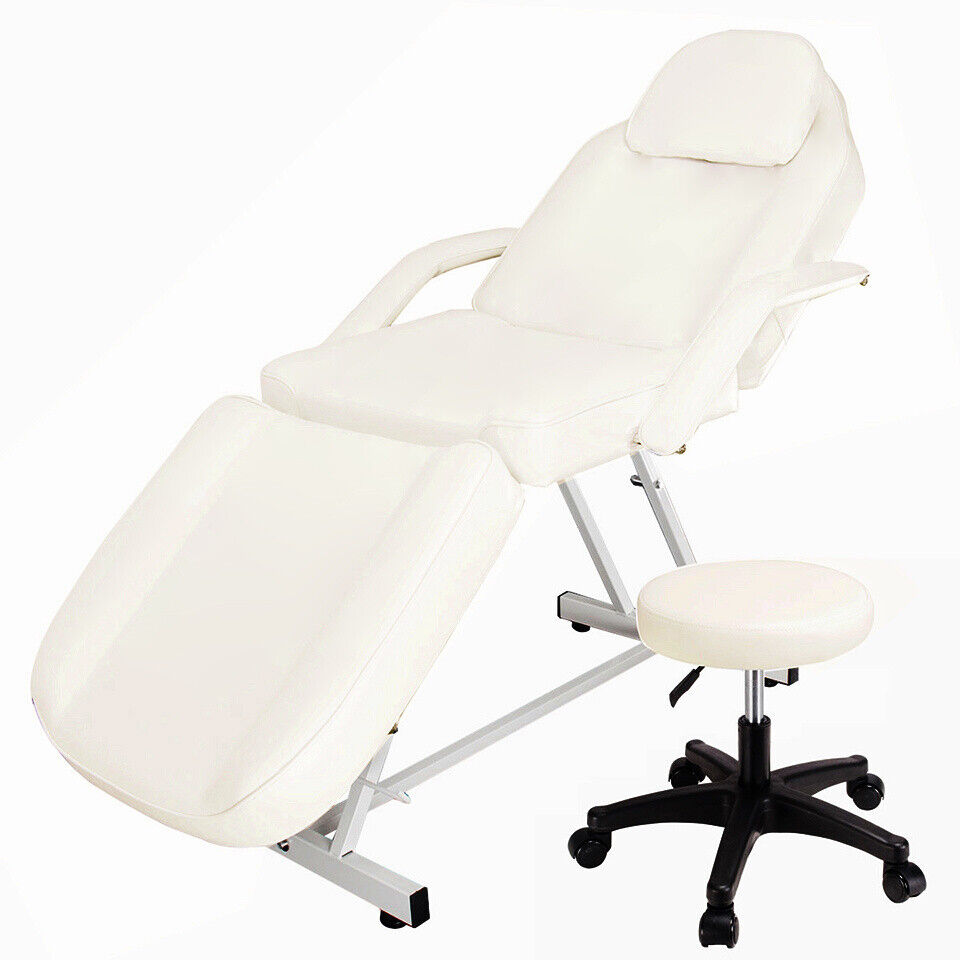 Adjustable Massage Table Bed Beauty Salon Treatment Tattoo Couch Chair w/ Stool