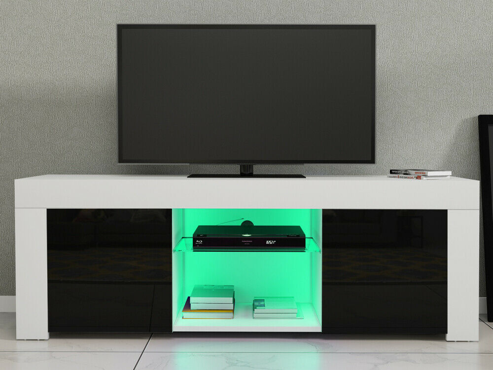 Modern TV Unit Cabinet Stand Sideboard Matt body and High Gloss Doors LED Lights